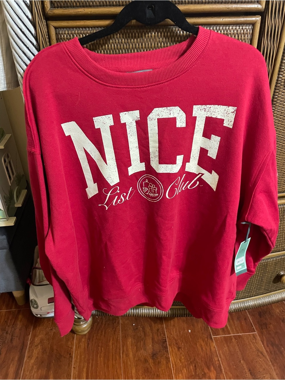 Red "NICE List Club" Crewneck Sweatshirt for Women